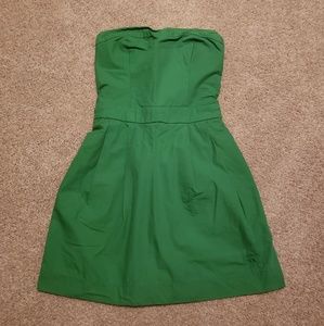 Green strapless dress